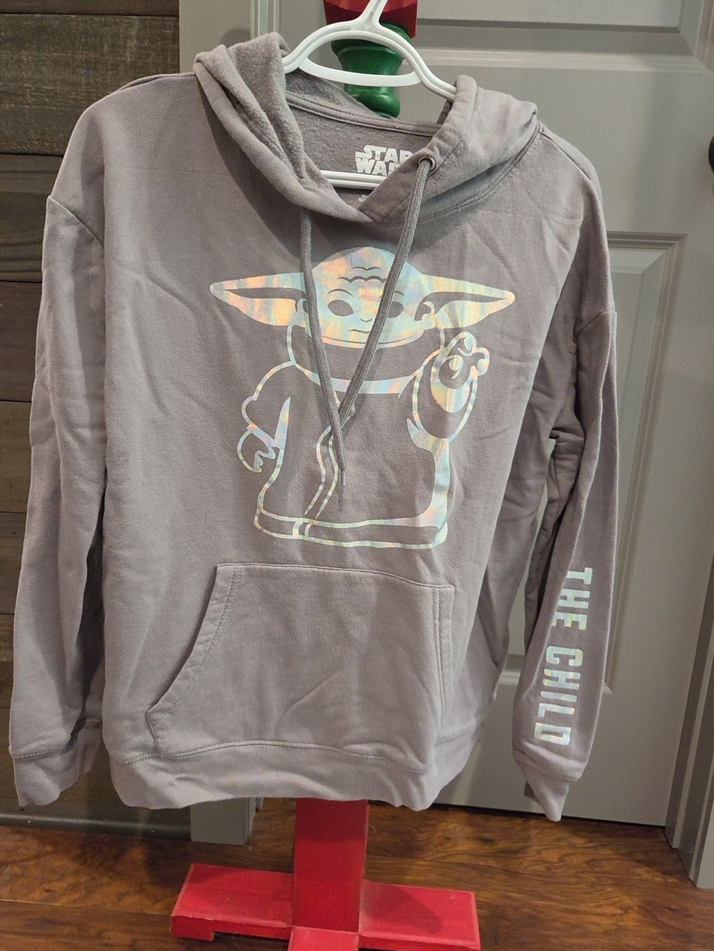 Star Wars Women's Grey Hoodie with Holographic The Child Graphic